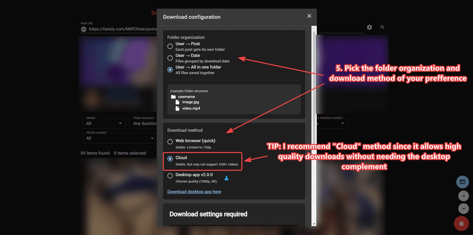 Bulk download folder organization and Cloud, browser, or desktop methods
